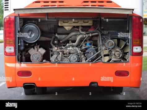 Download this stock image: bus engine - FYP77H from Alamy's library of millions of high resolution stock photos, illustrations and vectors. Bus Engine, Image Processing, Car Engine, Buses, Pigeon, Photo Image, High Resolution, Stock Images, Engineering