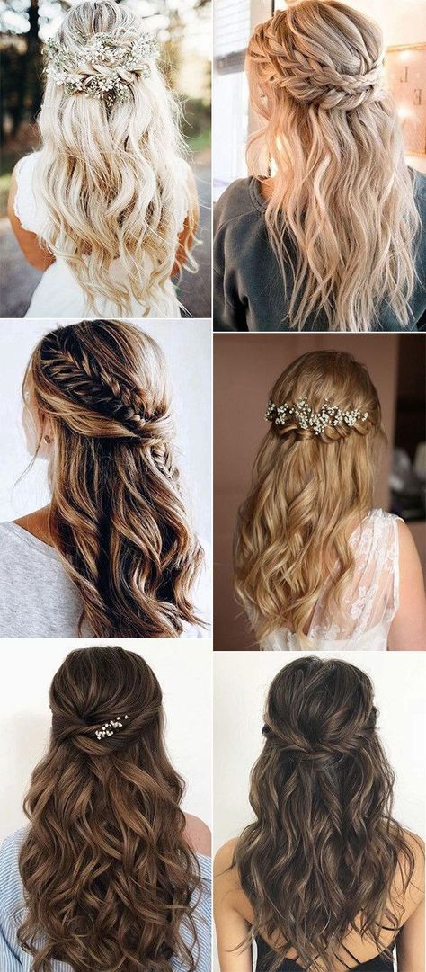 Boho Wedding Hairstyles, Wedding Hair Styles, Wedding Hair Half, Hairstyles Homecoming, Boho Wedding Hair, Long Hair Wedding Styles, Wedding Hair Inspiration, Wedding Hair Down, Hair Wedding