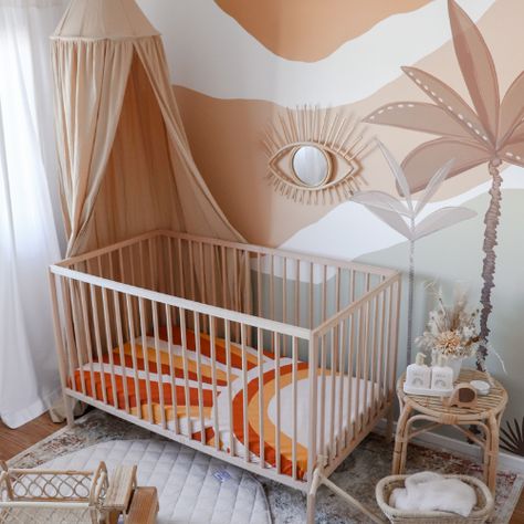 Groovy Nursery, Home Decorating Styles, Groovy Room, Gender Neutral Baby Room, Crib Wall, Baby Nursery Design, Boho Kids Room, Baby Room Neutral