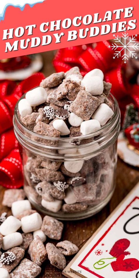 These hot chocolate muddy buddies are the best Christmas muddy buddies! They're super easy to make and delicious! Christmas Muddy Buddies, Chocolate Muddy Buddies, Muddy Buddy, Holidays Recipes, Winter Cookies, Best Chocolate Desserts, Muddy Buddies, Peanut Butter And Chocolate, Christmas Foods