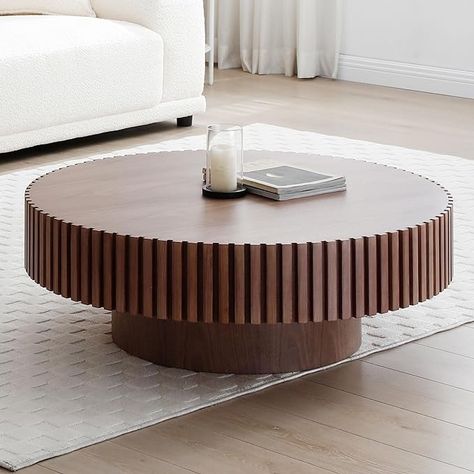 Amazon.com: Wooden Round Coffee Table - Modern Side Table End Table for Living Room, Wood Circle Drum Coffee Table, Contemporary Circle Fluted Drum Coffee Table, No Assembly (Walnut, Ø31.49'' X 13.77'') : Home & Kitchen Wooden Round Coffee Table, Circle Coffee Table, Coffee Table Contemporary, Circle Coffee Tables, Round Coffee Table Modern, Drum Coffee Table, Table For Living Room, Contemporary Coffee Table, Wood Circles