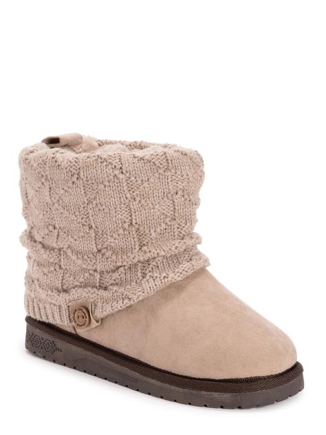 PRICES MAY VARY. Treaded TPR Sole 100% Polyester Insole, 100% Polyester Faux Suede Upper, 100% Acrylic Knit, 100% Polyester Faux Shearling Lining Faux fur lined No Heel Closed Toe Shoes, Fairy Dust, Women Essentials, Wide Boots, Winter Boots Women, Ankle Bootie, Slingback Sandal, Winter Sweaters, Dress And Heels