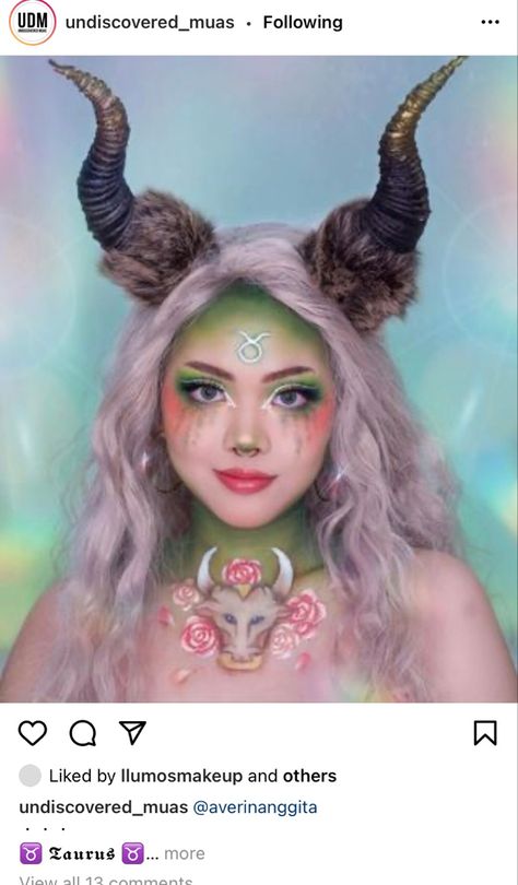 Taurus Halloween Costume, Taurus Costume, Taurus Cosplay, Taurus Photoshoot, Hathor Goddess, Zodiac Makeup, Taurus Art, Elf Cosplay, Stone Sign