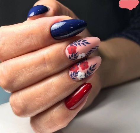 Blue Stiletto Nails, Blue Matte Nails, Red Nail Art Designs, Blue Coffin Nails, Pastel Nails Designs, Red Nail Art, Floral Nail Designs, Blue Nail Art, Stiletto Nails Designs