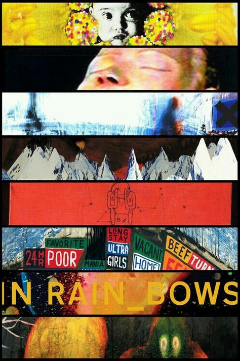 Radiohead ablum montage Ok Computer Poster, Radiohead In Rainbows, Radiohead Poster, Radiohead Albums, Pablo Honey, In Rainbows, Thom Yorke Radiohead, Ok Computer, Thom Yorke