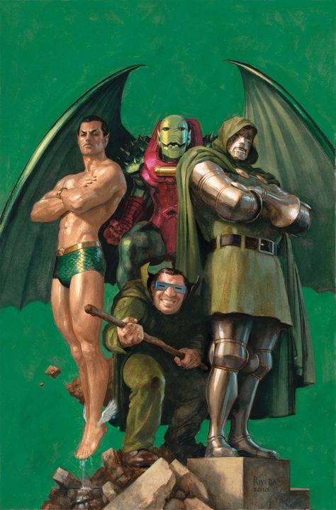 The Sub-Mariner, Annihilus, Dr. Doom, and Mole Man by Paolo Rivera Fantastic Four Villains, Paolo Rivera, Mole Man, Comic Book Villains, Dr Doom, Doctor Doom, Marvel Artwork, Marvel Villains, Arte Dc Comics