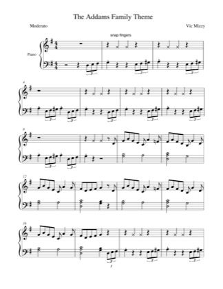 The Addams Family Theme - The Addams Family Free Piano Sheet Music PDF Easy Halloween Piano Sheet Music, Addams Family Piano, Halloween Piano Sheet Music, Piano Exercises, Tuba Music, Addams Family Theme, Piano Songs Sheet Music, Piano Sheet Music Letters, Piano Music Easy