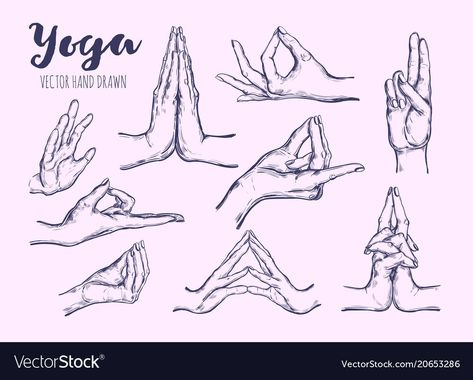 Yoga Spirituality, Yoga Hands, Drawing Set, Vector Hand, Bullet Journal Inspiration, Hand Illustration, Journal Inspiration, Png Images, Hand Drawn