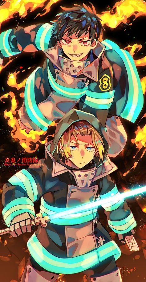 Shinra Kusakabe, Nagisa Shiota, Fire Force, Fire Brigade, Anime Wall Art, Fanarts Anime, Anime Background, An Anime, Tokyo Ghoul