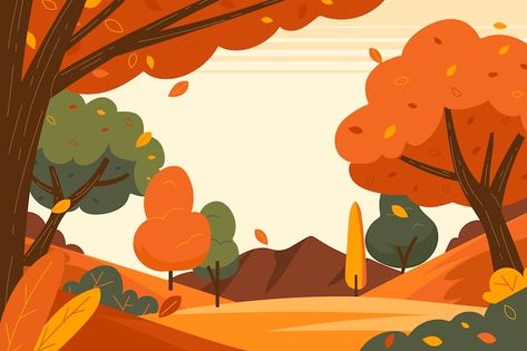 Free vector flat background for autumn c... | Free Vector #Freepik #freevector #autumn #fall-season #fall #autumn-season Fall Season Background, Autumn Vector, Autumn Celebration, Zoom Background, Flat Background, Tree Templates, Fall Trees, Autumn Illustration, Fall Background