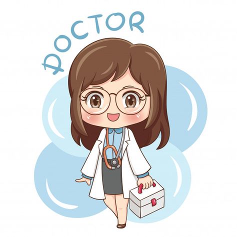 Female character character doctor illust... | Premium Vector #Freepik #vector Doctor Illustration, Doctor Drawing, Girl With Glasses, Cartoon Girl, Female Character, A Doctor, Premium Vector