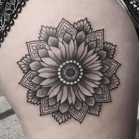 Sunflower Mandala Tattoo, Jewelry Websites, Diy Tattoo Permanent, Sunflower Tattoo Shoulder, Sunflower Mandala, Disney Tattoo, Sunflower Tattoos, Mandala Tattoo Design, Diy Tattoo