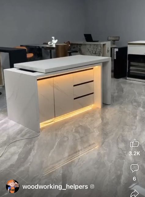 Meja Island Kitchen, Meja Island, Modern Kitchen Room, Furniture Design Ideas, Kitchen Storage Space, Unique Furniture Design, Modern Kitchen Cabinet Design, Small Apartment Design, Smart Home Design