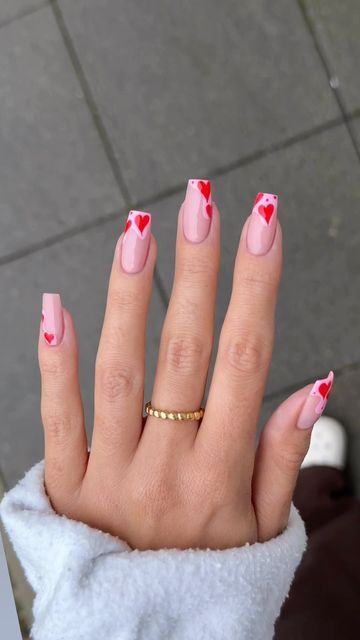 nails by caroline 🌾 on Instagram: "pink and red combo’s forever 💕❤️ all of the valentines nail inspo you need using @the_gelbottle_inc carries cosmo and candy studio gels" Valentines Candy Nails, Valentines Nails Red And Pink, Pink And Red Valentine Nails, Nails Pink And Red, Valentine Nails Pink, Valentines Nail, Valentine Candy, Pink Valentines, Nails Inspo