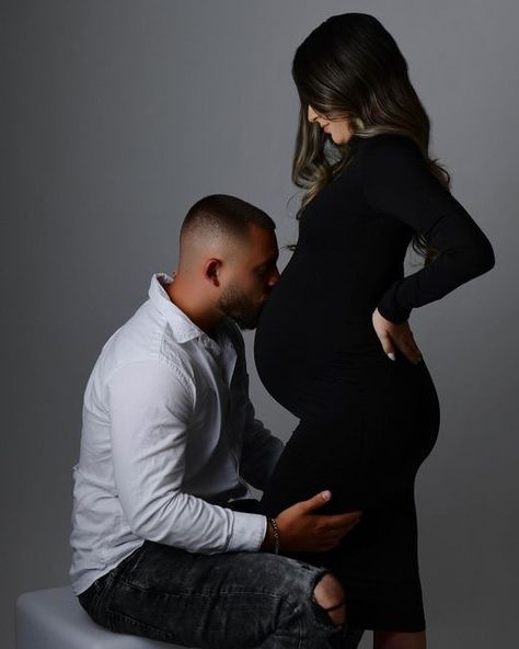 MQ Photography on Instagram: "First came love then came you🖤 • • •MUA: @barebeautyandco •Hair: @barebeautyandco • #miamimaternityphotographer #maternityshoot #maternityphotography #maternityphotoshoot #miamimaternityphotoshoot" Maternity Poses With Husband In Studio, Maternity Photography Indoor, Family Pregnancy Photoshoot, Pregnancy Aesthetic, Studio Maternity Shoot, Maternity Photography Poses Couple, Maternity Photography Studio, Maternity Photography Poses Pregnancy Pics, Maternity Photoshoot Outfits