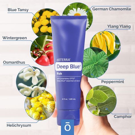 Deep Blue Rub provides a comforting cooling and warming sensation to problem areas. Infused with CPTG Certified Pure Tested Grade® Wintergreen, Camphor, Peppermint, Blue Tansy, Matricaria (German Chamomile), Helichrysum, Ylang Ylang, and Osmanthus essential oils, this topical rub is an indispensable addition to your bathroom cabinet and gym bag. Doterra Deep Blue, Doterra Deep Blue Rub, Deep Blue Doterra, Deep Blue Rub, Herbal Elixir, Massage Lotion, Coconut Oil Pulling, Blue Tansy, Black Seed Oil