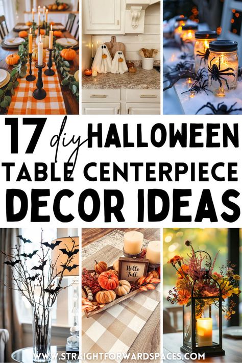 collection of 17 diy halloween table centerpiece decor ideas featuring spooky halloween themes and easy table styling tips. Table Decoration For Halloween Party, Halloween Light Up Centerpieces, Dollar Tree Halloween Table Decor, Round Table Halloween Centerpiece, Simple Halloween Centerpieces, Halloween Pumpkin Centerpieces, Easy Halloween Table Decorations, Halloween Table Centerpieces Diy, Dollar Tree Fall Centerpieces For Table