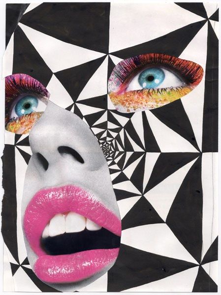 Collage Magazine, Face Collage, Black And White Face, Magazine Collage, Fashion Collage, Magazine Art, Op Art, Art Plastique, Collage Art