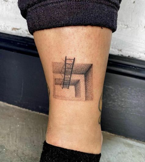 Optical Illusion Tattoo Men, Optical Illusions Tattoo Ideas, Hypercube Tattoo, Tattoo Optical Illusions, Geometric Illusion Tattoo, Optical Illusion Stairs, Crazy Optical Illusions, Illusion Tattoo, Air Balloon Tattoo