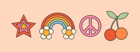 70s Design Elements, 70s Symbols, 70s Widgets, Hippie Icons, Hippie Symbols, Hippie Logo, 70s Icons, Groovy Aesthetic, Nice Wallpapers