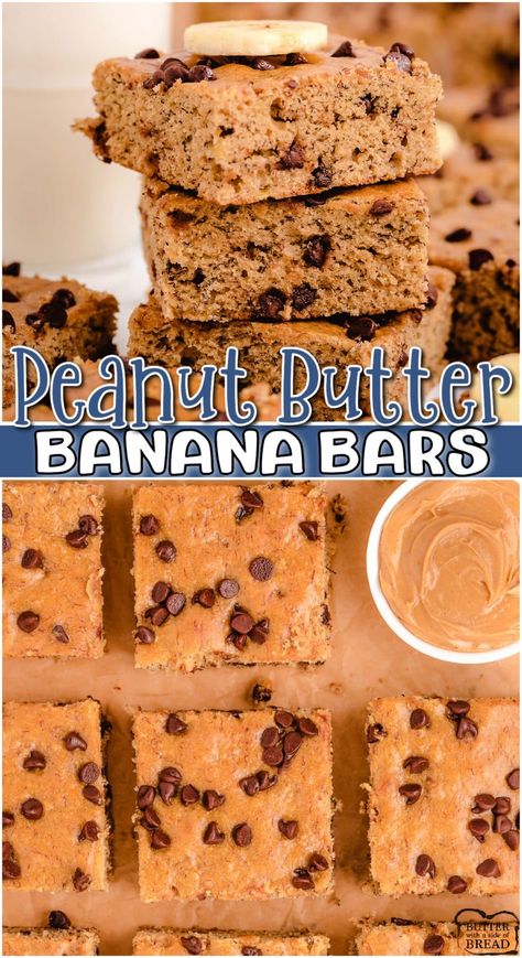 Peanutbutter Bananabread, Banana Peanut Butter Cookies, Peanut Butter And Chocolate Chips, Peanut Butter Banana Cookies, Banana Peanut Butter, Banana Bars, Banana Cookies, Peanut Butter And Chocolate, Banana Recipes