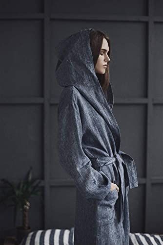 Linen Bathrobe For Women, Linen robe With Hood, Linen Kimono, Linen Dressing Gown Women, Below Knee Pockets Bathrobe, Vegan Hypoallergenic Linen Dressing Gown, Kimono Linen, Robe With Hood, Linen Bathrobe, Kimono Dressing Gown, Robes For Women, Linen Kimono, Linen Robe, Bath Robes