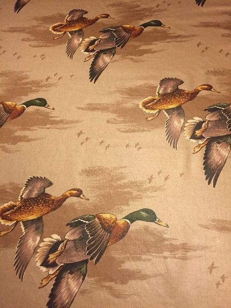 Vintage 5th Avenue By Domaratius Mallard Duck Hunting Cabin Fabric 104" X 55" | #1819241191 Duck Hunting Wallpaper, Hunting Fabric, Mixing Fabrics Patterns, Hunting Wallpaper, Duck Wallpaper, Den Ideas, Vintage Hunting, Hunting Cabin, Feedsack Fabric