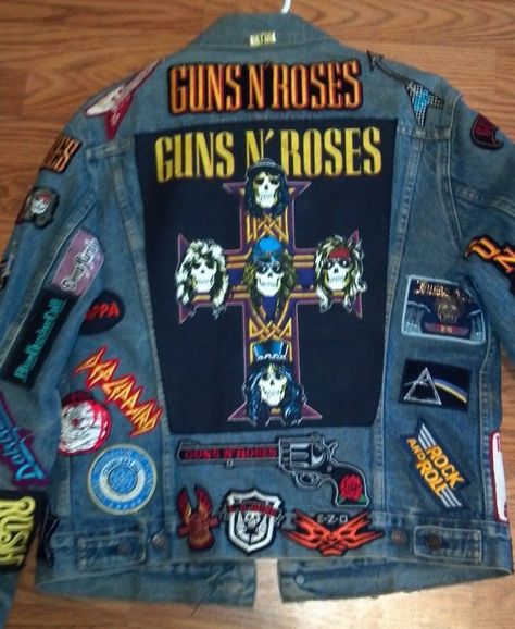 80s Patch Jacket, Band Patches Jacket, Denim Battle Jacket, Heavy Metal Patches, Denim Jacket With Patches, Metalhead Fashion, Rock Jacket, Patch Denim Jacket, Warriors Jacket