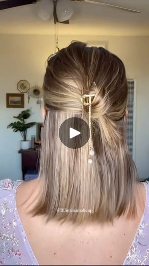 Half Up Hairstyles For Medium Hair, Half Up Claw Clip, Claw Clip Hairstyles Short Hair, Recital Hair, Why Why Why, Easy Hair Color, Crochet Box Braids, 50k Views, Medium Short Hair