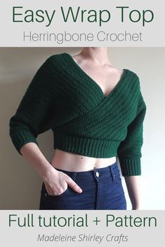 Modern Haken, Crop Jumper, Crochet Cardigans, Crochet Jumper, Mode Crochet, Herringbone Stitch, Crochet Tops Free Patterns, Crochet Crop, Crochet Clothes Patterns