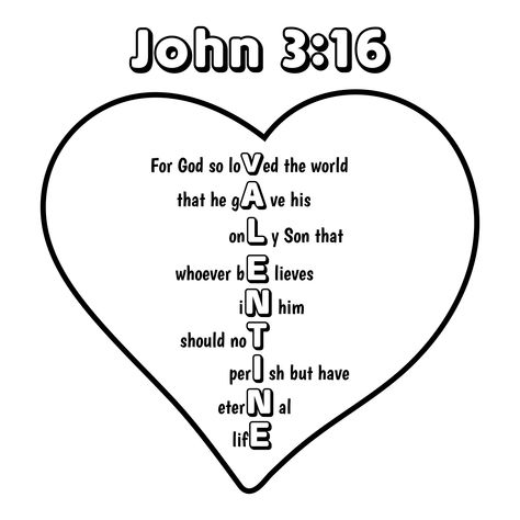 John 3 16 Valentine Coloring Pages Printable Valentine John 3:16 Printable, For God So Loved The World Valentine, John 3:16 Valentine Free Printable, Christian Valentine Coloring Pages For Kids, Christian Valentine Crafts For Kids, Valentine’s Day Children’s Church, John 3:16 Valentine, John 3 16 Crafts For Kids Free Printable, John 3:16 Coloring Page