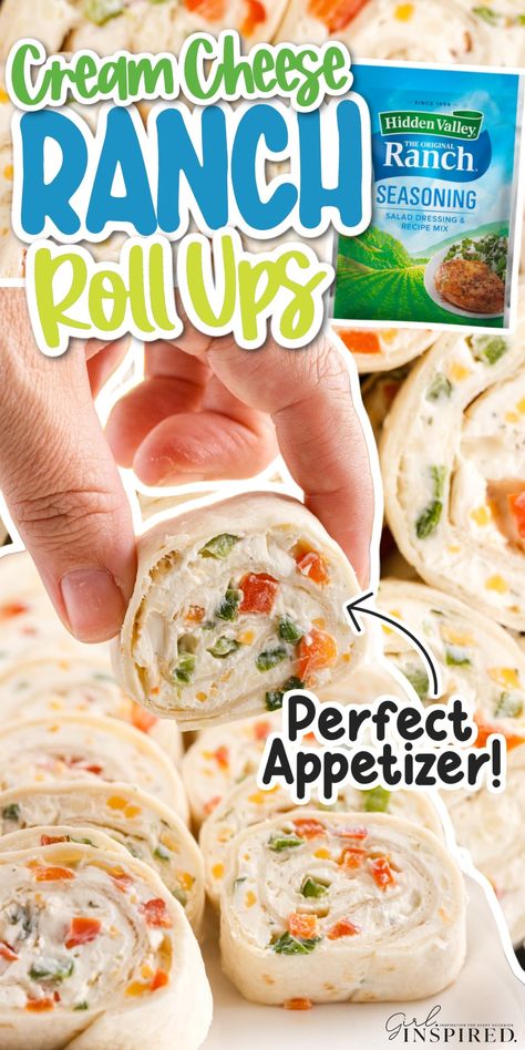 Ranch Roll Ups, Ranch Rolls, Pinwheel Appetizers Cream Cheese, Cream Cheese Pinwheels, Fancy Foods, Tortilla Pinwheels, Zesty Ranch, Cream Cheese Roll Up, Pinwheel Appetizers