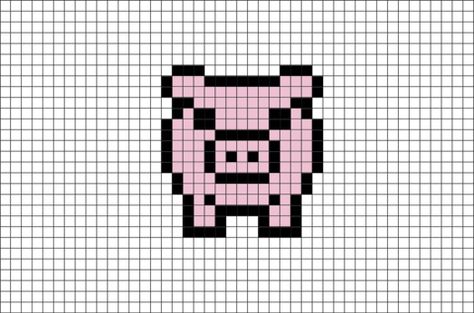 Pig Pixel Art, Modele Pixel Art, Tiny Cross Stitch, Easy Pixel Art, Animal Knitting Patterns, Pixel Drawing, Pig Art, Graph Paper Art, Pix Art