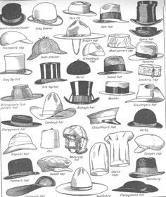 type of hats Types Of Hats For Women, Topi Baret, Fashion Terminology, Corak Menjahit, Fashion Terms, Hat Types, Fashion Vocabulary, Drawing Clothes, Design Sketch