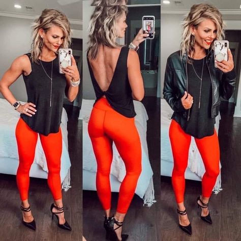 Metallic Leggings Outfit, Red Leggings Outfit, Harley Apparel, Zyia Activewear, Poolside Fashion, Red Leggings, Leggings Outfit, Going Out Outfits, Active Wear Outfits