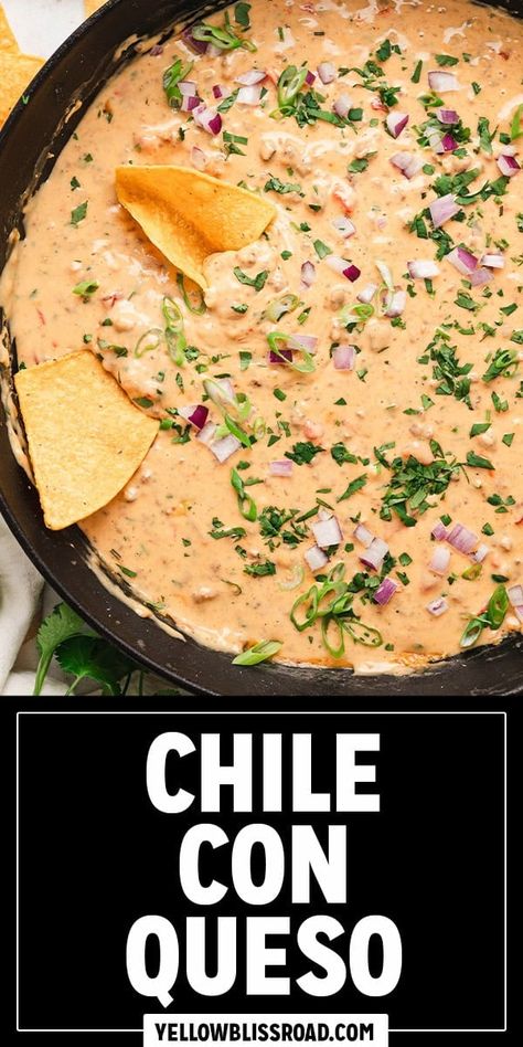 Chile Con Queso Chili Con Queso Recipe, Chili Con Queso Dip, Chili Queso Dip, Con Queso Dip, Best Queso, Spicy Queso, Seasoned Ground Beef, Homemade Appetizer, Queso Recipe