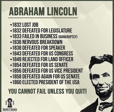 Abraham Lincoln Quotes Wisdom, Famous Failures, Abraham Lincoln Quotes, Lincoln Quotes, Lost Job, Inspirational Quotes About Success, Keep Trying, Motivational Quotes For Success, Good Life Quotes