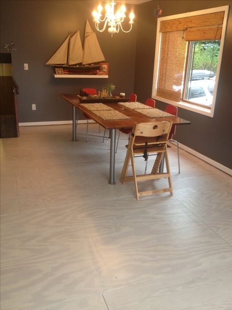 Plywood flooring. Pulled up old carpet, sanded and white washed sub flooring. Hardwood floors for the cost of dinner:) Kitchen Floor Ideas, Painted Plywood Floors, Cottage Flooring, Flooring Hardwood, Plywood Kitchen, Plywood Floor, Plywood Flooring, Old Carpet, Floor Ideas