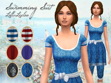 The Sims Resource - Victorian Swimsuit for Sim ladies by LollaLeeloo Victorian Swimsuit, Sims4 Clothing, Sims 4 Cc Clothes, Sims 4 Decades Challenge, Victorian Hairstyles, Clothing Female, Surfer Girl Style, Sims Four, Sims4 Clothes