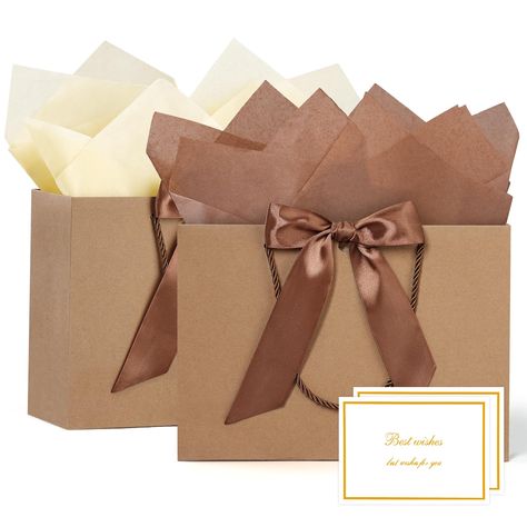 PRICES MAY VARY. Medium Gift Bags- The size of JMANNI gifts bag is 20cm(L) x 10cm(W) x 28cm(H), which is perfect for medium gift. You will get 2 delicate gift bags. In addition, there are 4 tissue papers to decorate your gift and 2 cards for you to write down your greetings to your beloved families or friends. Simple and Elegant Style- The paper gift bags for birthday are simple but delicate, with handles and ribbon bow. With the simple and elegant design and brilliant quality, the gift bag will Japanese Gift Wrapping, Kraft Bag, Japanese Gifts, Mothers Day Special, Small Gift Bags, Bow Ribbon, Valentine Wedding, Paper Gift Bags, Environmental Friendly