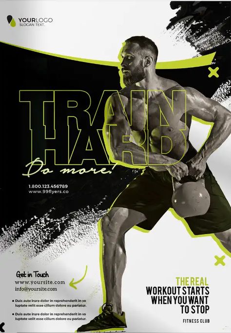 Download the Free Gym Fitness PSD Flyer Template for Photoshop! Fitness Marketing, Fitness Event, Fitness Flyer, Gym Facilities, Gym Poster, Free Psd Flyer Templates, Coach Sportif, Marketing Poster, Workout Posters