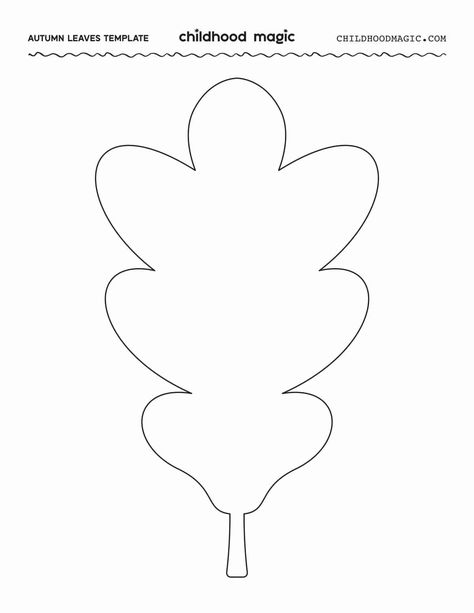 Leaf Outline - Childhood Magic Oak Leaf Template, Leaves Template Free Printable, Fall Leaf Template, Leaf Cutout, Pumpkin Template, Leaf Outline, Valentine's Day Printables, Simple Leaf, Leaf Template