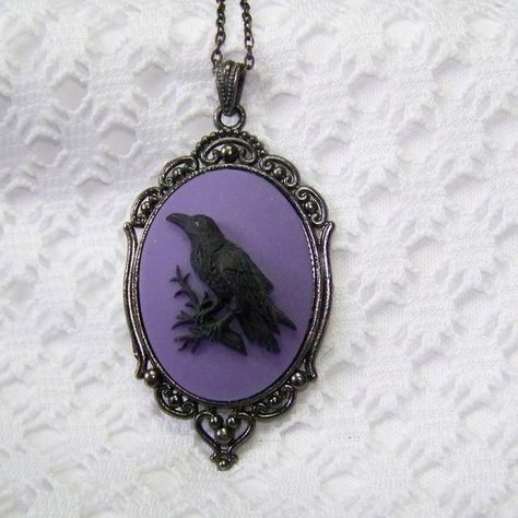 Lucy Weasley, Raven Aesthetic, Impact Aesthetic, Crow Pendant, Rachel Roth, Purple Gothic, Lizzie Hearts, Goth Steampunk, Raven Necklace