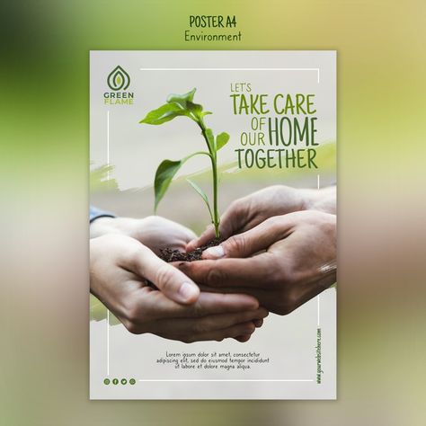 Poster template with hands holding plant... | Free Psd #Freepik #freepsd #flyer Agricultural Poster Design, Sustainability Design Poster, Eco Design Graphic, Hands Holding Plant, Nature Layout, Agriculture Poster, Sustainability Poster, Free Psd Poster, Agriculture Design