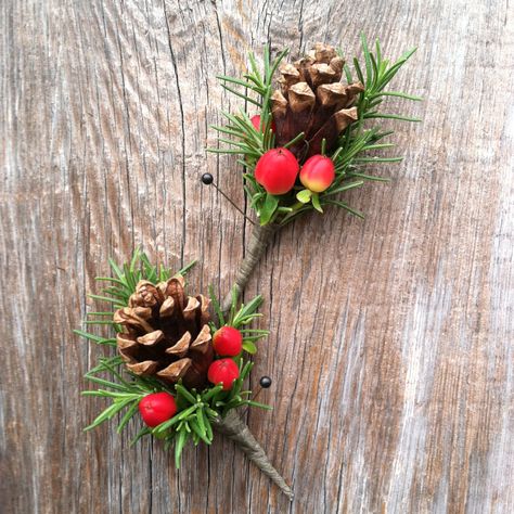 Winter Boutonnière featuring pine cones by A Wise Bride. Find A Wise Bride on the Event Glossary! Winter Boutonniere, Wedding Boutonnieres, Floral Design Studio, Boutonniere Wedding, Boutonniere, Floral Designs, Pine Cones, Winter Wedding, Design Studio