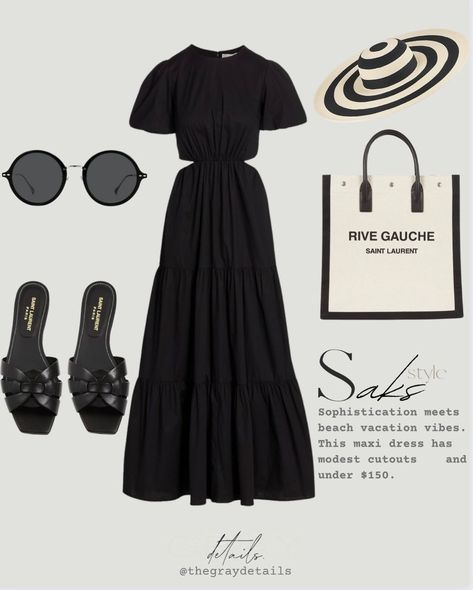 Black Maxi Dress Outfit, Vacation Chic, Riviera Fashion, Spring Summer Capsule Wardrobe, Vacation Maxi Dress, Honeymoon Outfits, Maxi Dress Outfit, Summer Work, Boho Chic Outfits