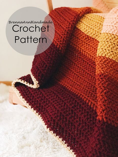 NEW CROCHET PATTERN - The Desert Sunset Blanket Throw by BrennaAnnHandmade Christmas Crochet Blanket, American Crochet, Diy Beginner, Handmade Knitwear, Blanket Diy, I Love This Yarn, Crochet Shrug, Beginner Crochet, Desert Sunset