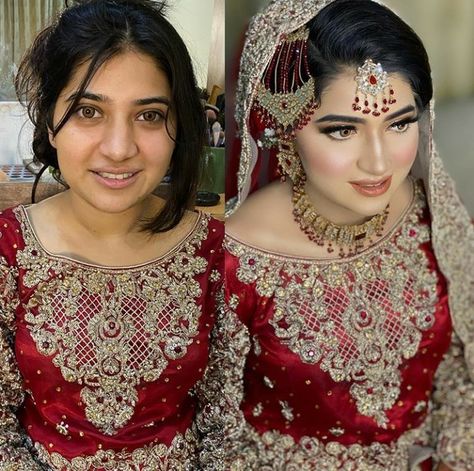 Brides Makeup Wedding, Brides Makeup, Before And After Makeup, Asian Bridal Makeup, Muslim Bridal, Bridal Makeup Images, Bridal Makeover, 70s Inspired Fashion, Makeup Bridal