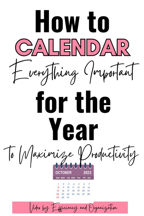 In this video, I share what events and activities to calendar for the upcoming year to become more organized, efficient with time, and more productive. Kickstart the new year (it will be here before we know it) with some of the
ideas and tips. Become More Organized, Become More Productive, More Organized, Work Culture, More Productive, Stay Organized, Staying Organized, The Year, How To Plan