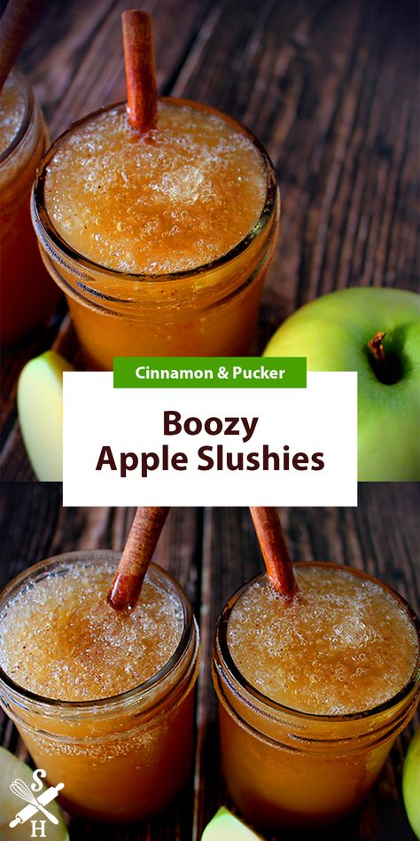 Apple Cider Drinks Alcohol, Alcohol Slushies, Boozy Apple Cider, Apple Cider Slushies, Apple Pucker, Apple Drinks, Apple Cupcakes, Slushie Recipe, Butter Cupcakes